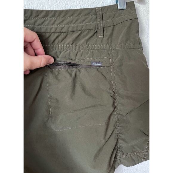 Eddie Bauer First Ascent Womens Size 8 Petite 8P Nylon Olive Green 4" Inseam - Picture 3 of 5